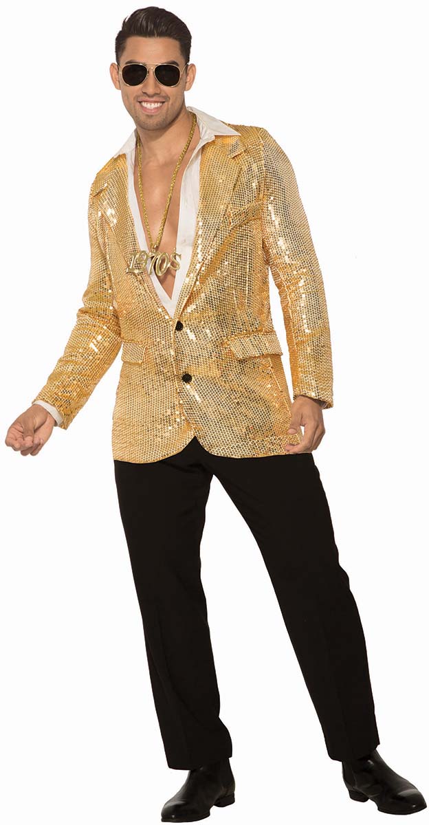 Gold Sequin Disco Blazer Men's Costume 