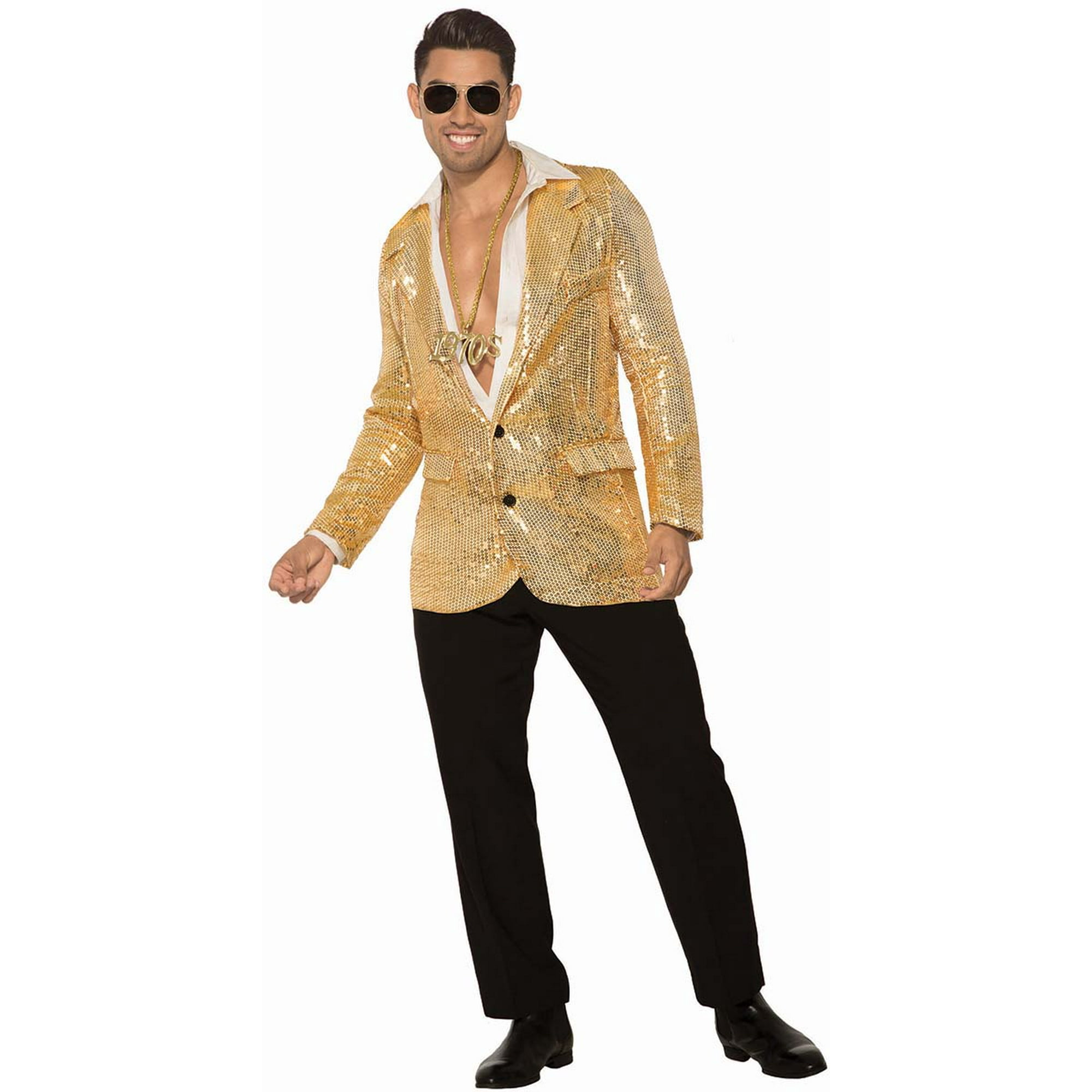 Gold Sequin Disco Blazer Men s Costume Jacket Standard Walmart