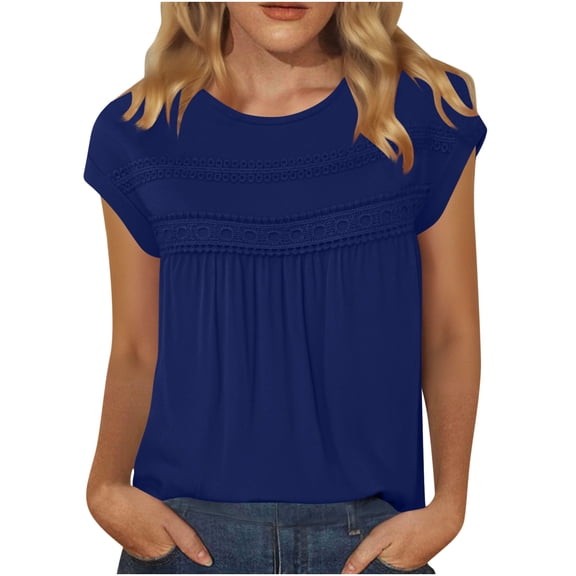 Hrsba Tops for Women Trendy,Solid Color V Neck 5 Sleeve Relaxed Summer Ladies Casual Daily Lightweight Comfy T Shirt Tops