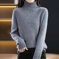 thumbnail image 5 of Rovga Fall Comfy Turtleneck Sweater Ladies Loose Large Size Thick Knitted Sweater Bottom Shirt Leisure Streetwear, 5 of 5