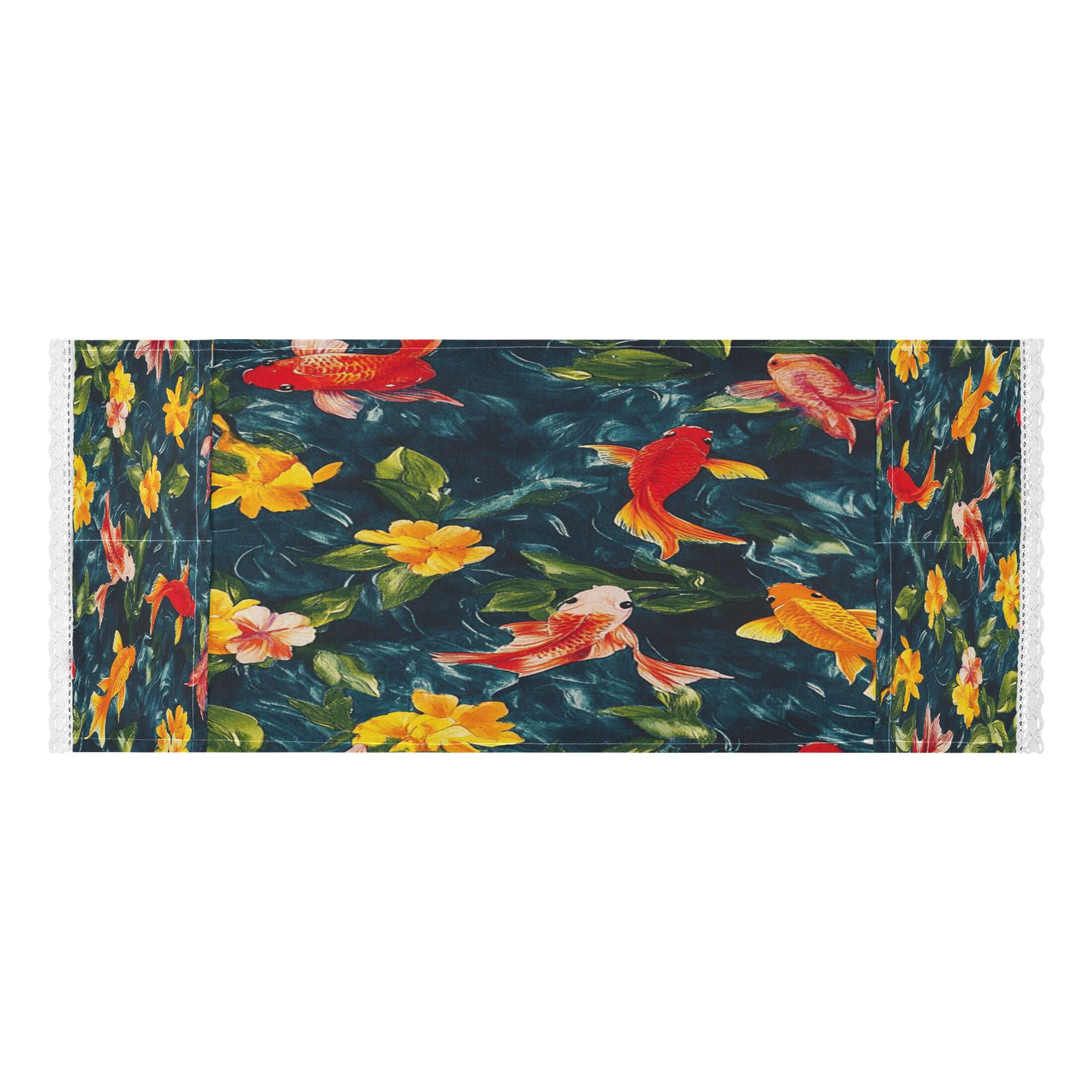 Colorful GoldfishWasher and Dryer Covers Dust-Proof and Oil Resistant Fridge Cover with 4 Storage Pockets Washing Machine Top Cover for Laundry Kitchen Home 51.2 x 22 In