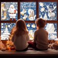 thumbnail image 4 of hojas de pegatinas navideñas para ventanas | Decoraciones navideñas para ventanas de doble cara reutilizables | Calcomanías 3D navideñas para ventanas con copos de nieve y Papá Noel, 4 of 5