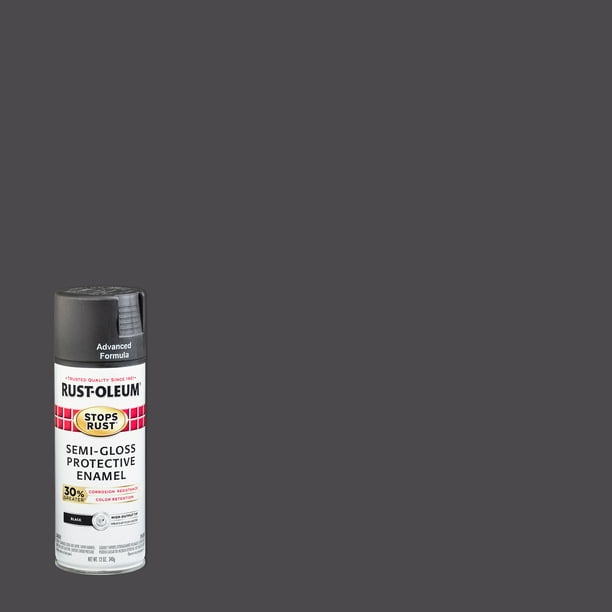 Black, Rust-Oleum Stops Rust Advanced Semi-Gloss Spray Paint, 12 oz ...