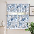 thumbnail image 3 of Kitchen Window Curtains Valance and Tier Set, Summer Watercolor Blue Gray Coral Rod Pocket Tier Curtain Valance Set, Marine Life Ocean Shell Light Filtering Cafe Curtains for Bedroom Living Room, 3 of 9