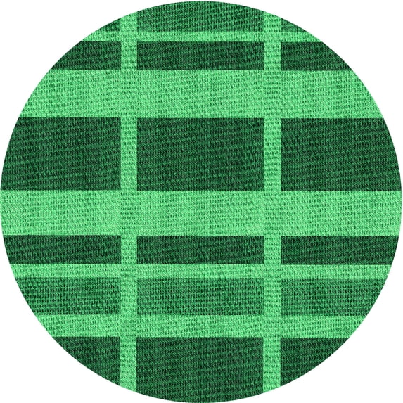 Ahgly Company Machine Washable Indoor Round Transitional Deep Emerald Green Area Rugs, 8' Round