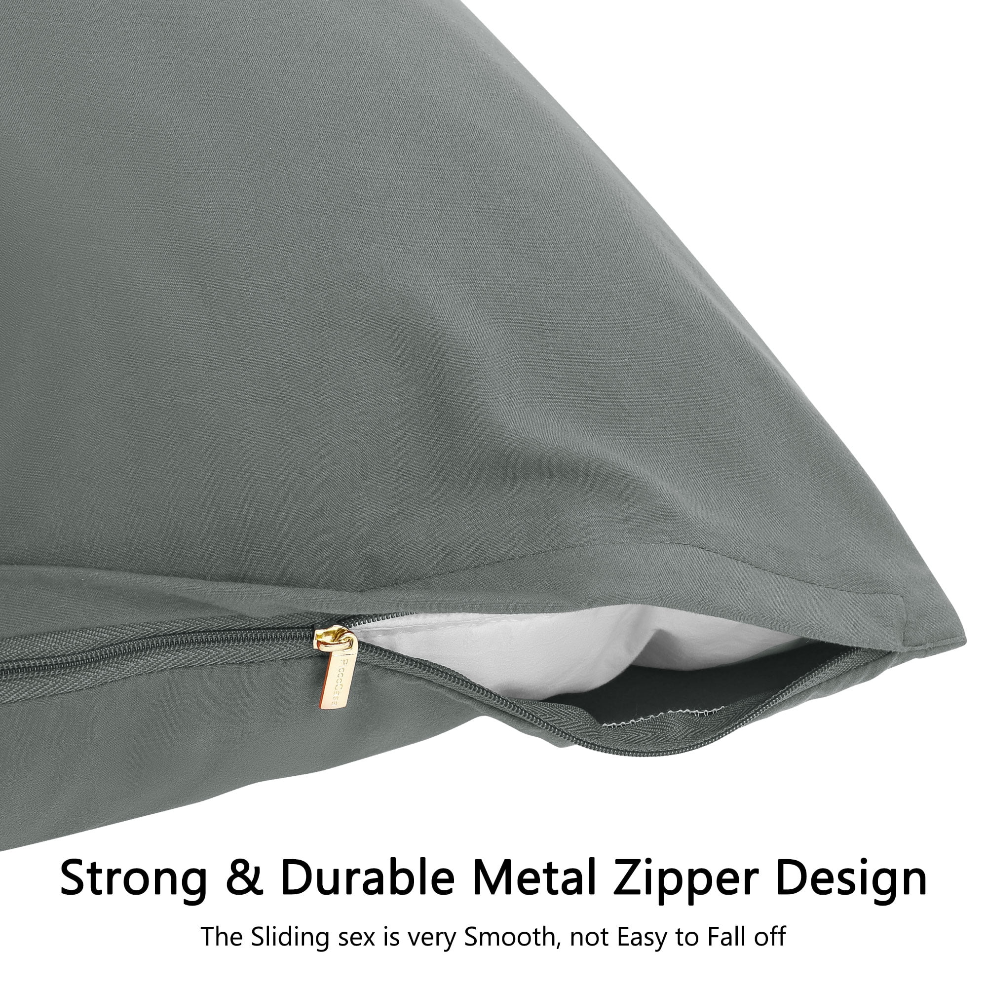 PiccoCasa Set of 2 Body Pillowcases Zippered Body Pillow Cover for Body Pillows, Queen Grey