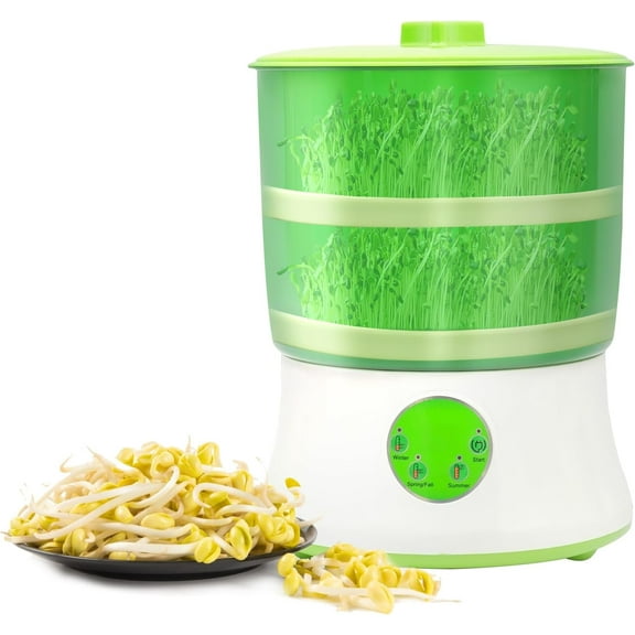 Bean Sprouts Machine,2 Layers Automatic Sprouts Growing kit w/3 Seasonal Modes Also for Soybean,Mung Bean,Red Bean,Radish