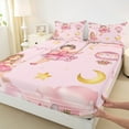 thumbnail image 3 of Manfei Kawaii Girl Full Size Sheets,Lovely Elf Princess Bed Sheets,Yellow Moon Stars Sheet Sets For Teens,Ultra Soft Home Decor,4-Piece, 3 of 7