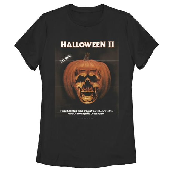 Women's Halloween II Skeleton Movie Vintage Poster  Graphic Tee Black 2X Large