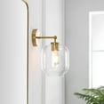 thumbnail image 2 of SAFAVIEH Edie LED Brass Gold Iron Wall Sconce with Clear Glass Shade, Set of 2, 2 of 10