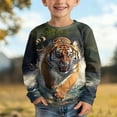 thumbnail image 2 of Byoo Tween Boys Tiger Print T Shirt Funny Crewneck Long Sleeve Graphic T-Shirt Soft Comfy Kids Tee Top for Kids, 2 of 5