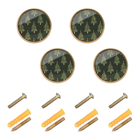 Yayeee 8 Pack Cabinet Knobs with Screws Round Zinc Drawer Pulls for Kitchen, Hand Drawn Christmas Trees