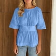 thumbnail image 3 of DAFPZW Women's Sexy Bow Tie Back Tops Short Sleeve Backless Crew Neck Flowy Cute Peplum Tops Blouse Going Out T-Shirt, 3 of 7