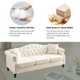 thumbnail image 4 of 79" Chesterfield Sofa Black Velvet for Living Room, 3 Seater Sofa Tufted Couch with Rolled Arms and Nailhead for Living Room, Bedroom, Office, Apartment, Two Pillows (Beige), 4 of 11