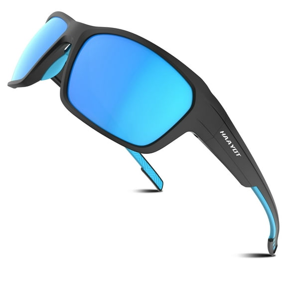 HAAYOT Sunglasses Polarized UV Protection Retro Trendy Designer Sun Glasses Men Women Sand Black & Ice Blue