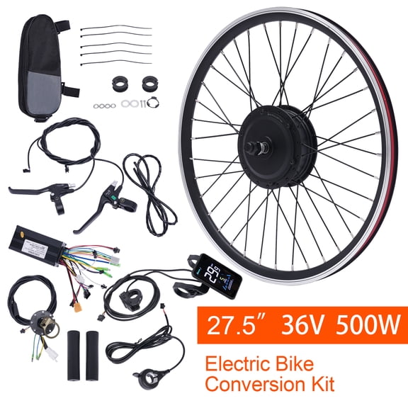 ChicHomey 36V 500W Electric Bike Front Wheel Conversion Kit, LCD Display,Pedal Assist Sensor & Controller,for 27.5" Wheel Bikes