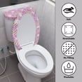 thumbnail image 3 of HELLHERO Easter Egg Pattern Toilet Lid Dust Cover Set, Elastic Installation Polyester Toilet Seat Cover, 17x21 Inches, 3 of 8