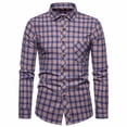 thumbnail image 2 of DDAPJ pyju Men's Plaid Shirt Regular Fit Business Casual Button Down Shirts Long Sleeve Wrinkle Free Dress Shirt Wedding Guest Shirts with Chest Pocket Purple XXL, 2 of 5