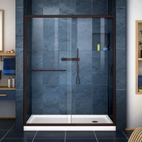 DreamLine Infinity-Z 36 in. D x 60 in. W x 74 3/4 in. H Clear Sliding Shower Door in Oil Rubbed Bronze and Right Drain White Base