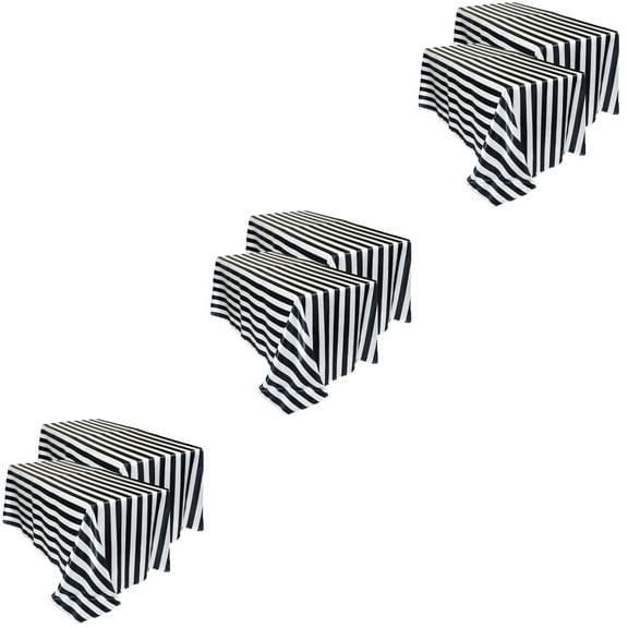 6 pcs  Striped Tablecloths Waterproof Reusable Plastic Table Cloths Rectangular Table Covers