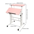thumbnail image 6 of Pink Mobile Office Desk, 24 Inch Adjustable Height with USB Charging Ports & Outlets, 22 lbs Capacity, Rolling Cart for Workstation, 6 of 20