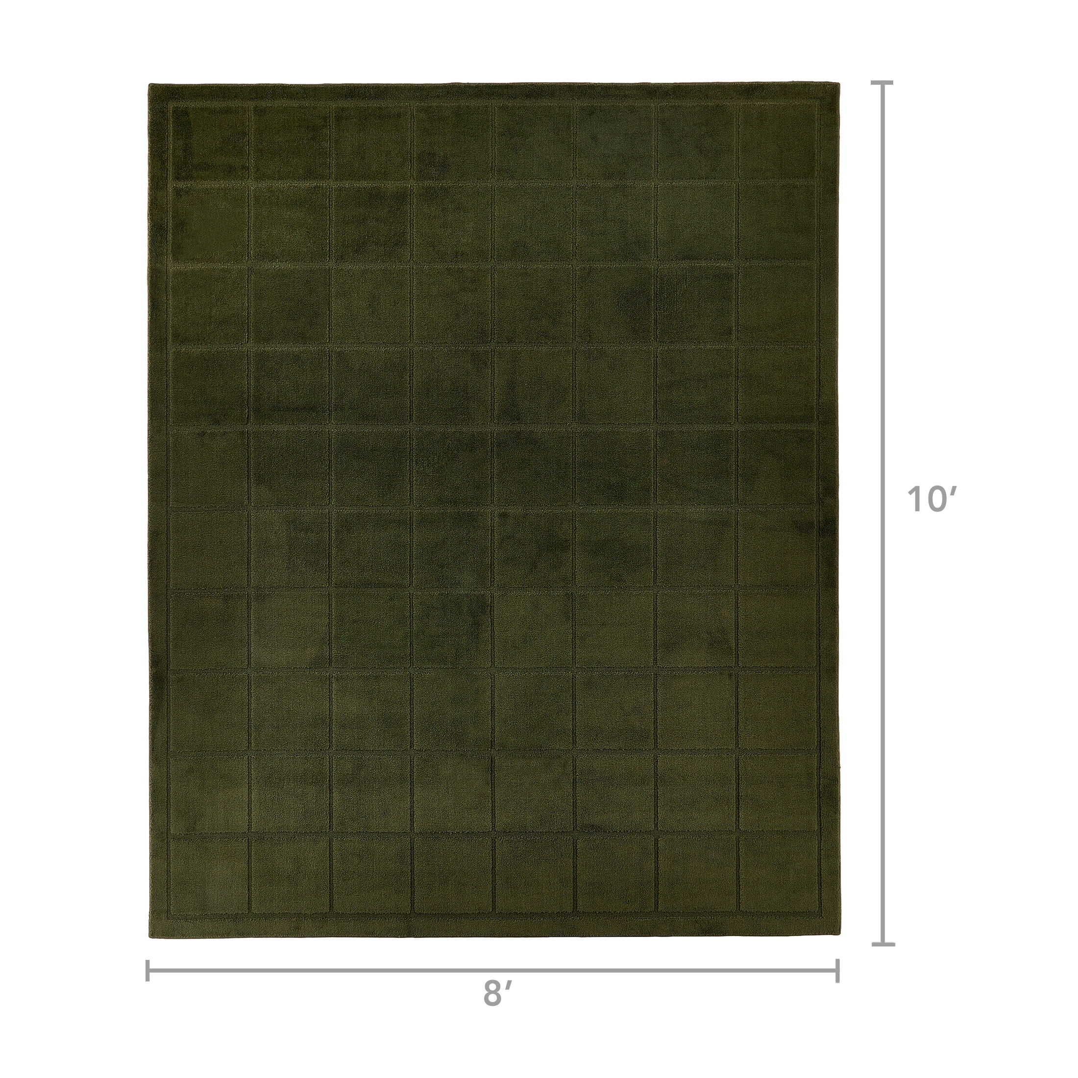 Mainstays High-Low Tufted Grid Dark Green Indoor Area Rug, 8 ft x 10 ft