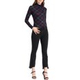 thumbnail image 2 of INSPIRE CHIC Women's Blouse Slim Fit Turtleneck Pleated Front Long Sleeve Knit Top XL Purple, 2 of 8