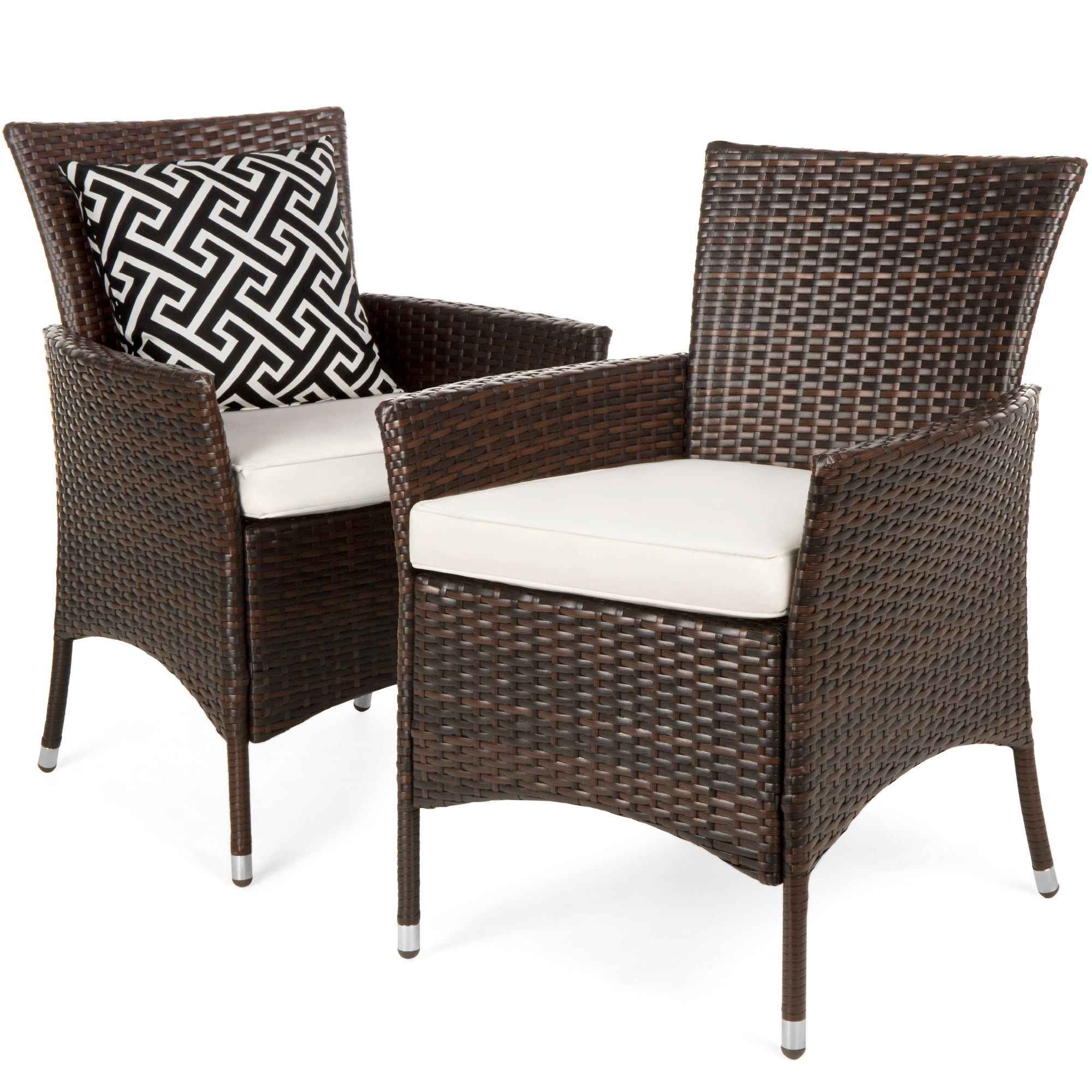 Set of 2 International Caravan Furniture Piece Camelback Resin Wicker Patio Chairs