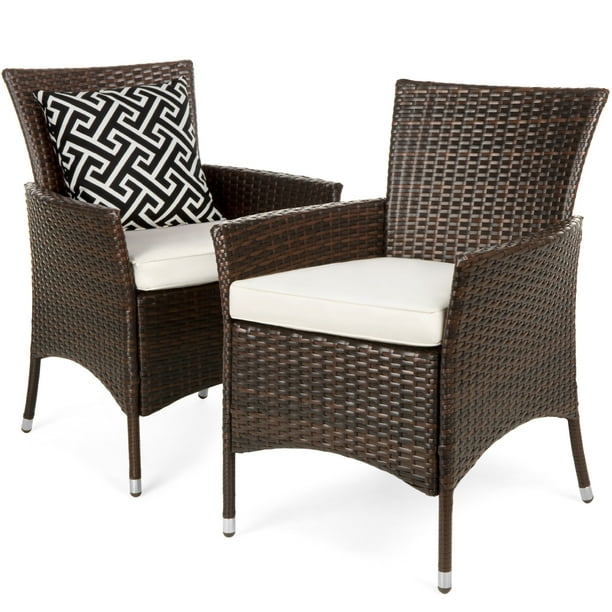 Best Choice Products Set Of 2 Modern Contemporary Wicker Patio Furniture Dining Chairs W Water Resistant Cushions Walmart Com Walmart Com