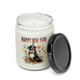 thumbnail image 2 of Happy New Year with Bernese Mountain Dog Fireworks Holiday Xmas Winter 2025 Soy Wax Candle Berner Lover Gifts 9oz White Birch & Black Pepper Candle - 00025, 2 of 5