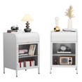 thumbnail image 4 of Glavbiku Metal Nightstand Set of 2,Side Table,End Table with Flip Cubby & 1 Glass Door,,White,Adult, 4 of 13