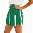 thumbnail image 5 of Costeam Womens High Waisted Athletic Shorts Drawstring Casual with Side Pockets Elastic Waist Side Stripe Dolphin Hem Workout Running Short Pants Lightweight Quick Dry Lounge Shorts, 5 of 6
