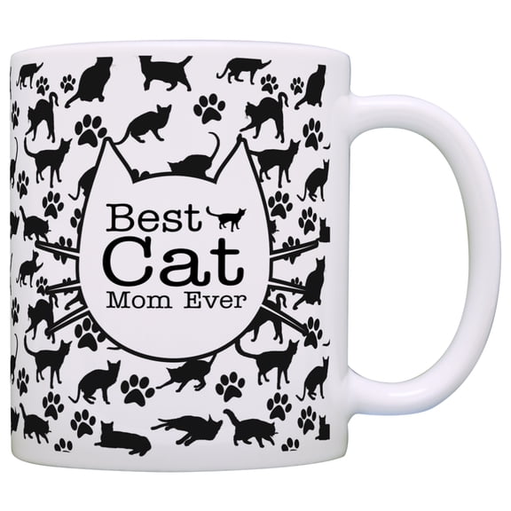 ThisWear Cat Lover Gifts Best Cat Mom Ever Kitty Pattern Rescue Cat 11 ounce Coffee Mug Pattern