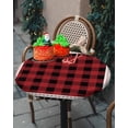 thumbnail image 3 of Fitted Round Tablecloths Table Covers 55-60in,Christmas Classic Red and Black Check Waterproof Elastic Edged Table Cloth for Kitchen Dining Holiday Party Tables Decor,Vintage Linen, 3 of 6