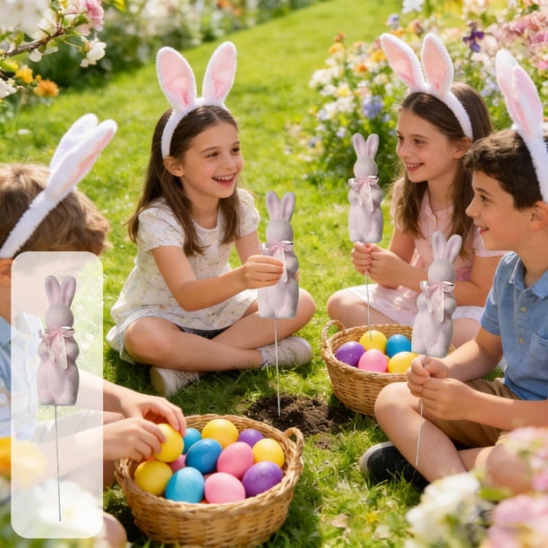 Simulated Moss Easter Bunny Bow Floral Foam Arranger for Vase Centerpieces 1-Pack