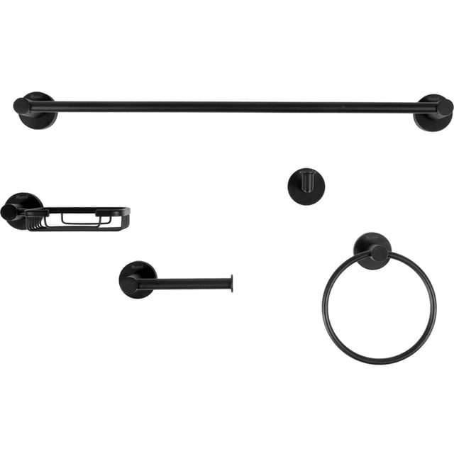 5 Accesorios Para Baño Rugo Toronto Metal Negro Mate
