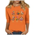 thumbnail image 2 of Inverlee Womens Thanksgiving Shirts Plus Size Turkey Pumpkin Print Tees Comfy 3/4 Sleeve Cotton T-shirts Crewneck Dressy Casual Blouse Tops, 2 of 4