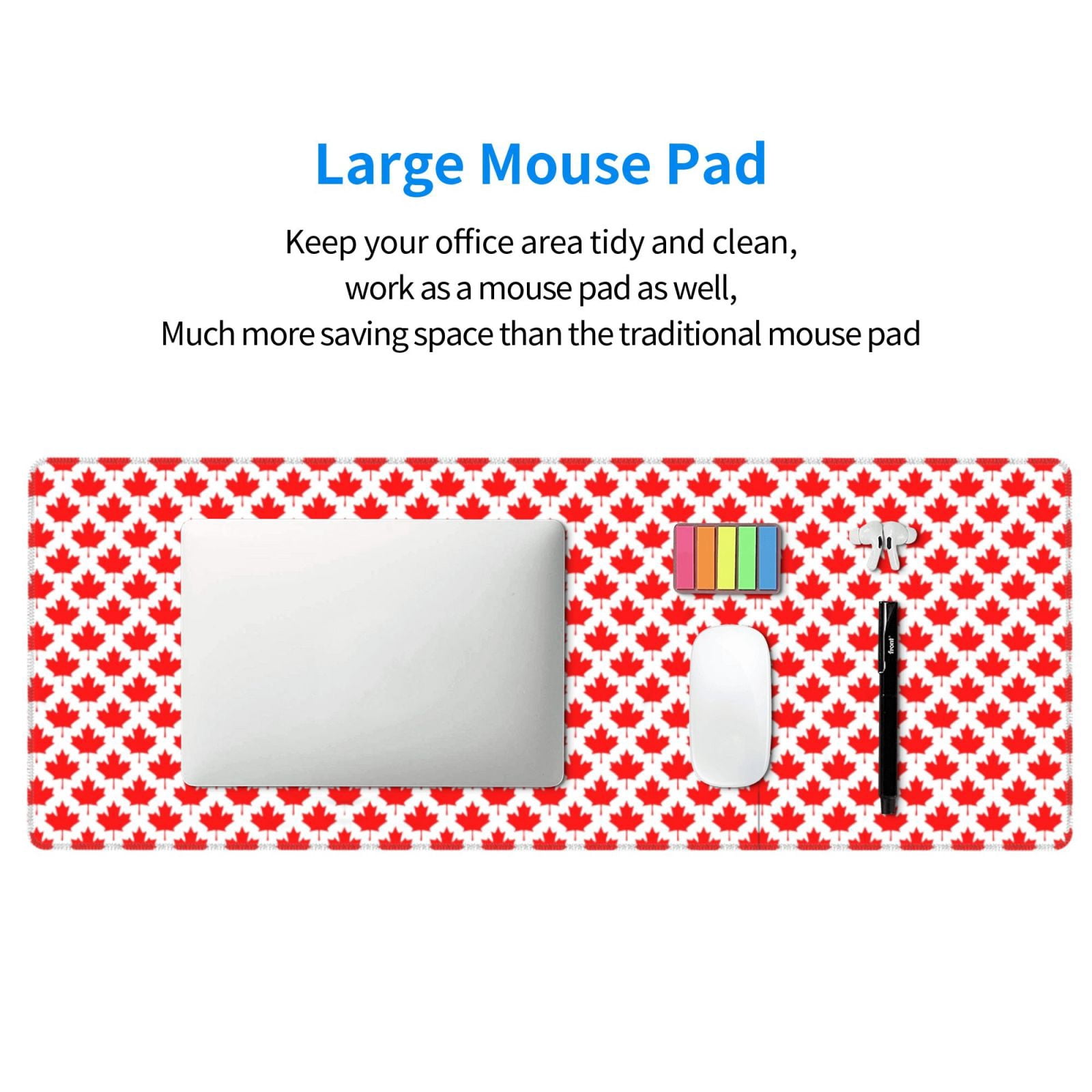 Canada Maple Leaf Pattern Large Gaming Mousepad For Office Computers Laptop Table Mouse Mat Accessory 11.8 X 31.5 Inches\r\n