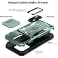 thumbnail image 4 of for iPhone 13 Pro Case with Slide Camera Cover Drop Tested Military Grade Heavy Duty Protective Durable Sturdy Rotate Ring Kickstand Phone Case for iPhone 13 Pro(Green), 4 of 14