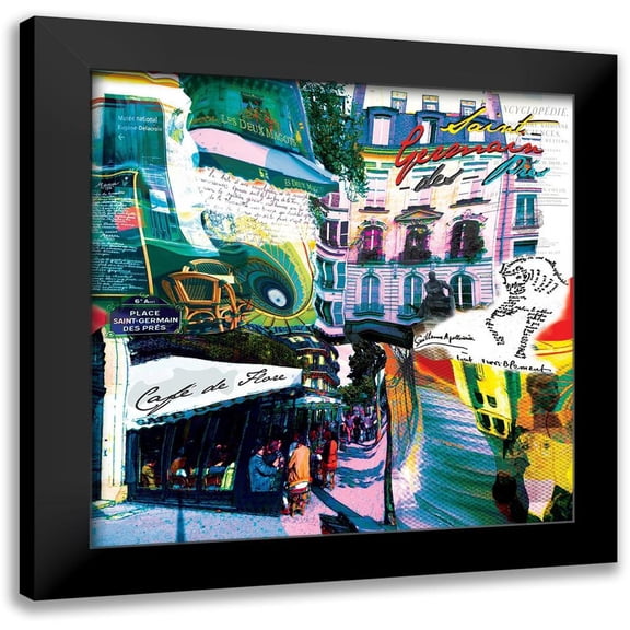 Kaly 12x12 Black Modern Framed Museum Art Print Titled - St Germain rive gauche