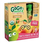 GoGo Squeez Pedal Peach Fruit & Veggiez Peach 3.2 oz Pouches - Pack of 48