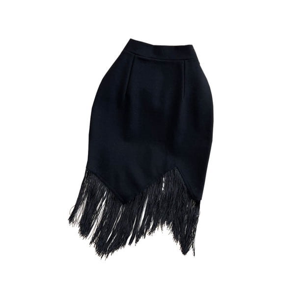 YM YOUMU Women Tassel Latin Skirt High Waist Irregular Wrap Slimming