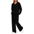 thumbnail image 5 of SELONE Running Outfits for Women Two Piece Long Sleeve Shirt High Waist Wide Leg Long Pants Work Vacation Sportswear Set, 5 of 8