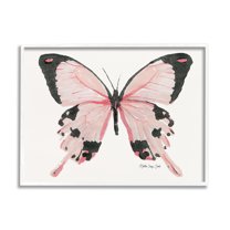 Stupell Industries Soft Pink Butterfly With Splatter Patterned Wings Animals & Insects Painting White Framed Art Print Wall Art, 11 x 14