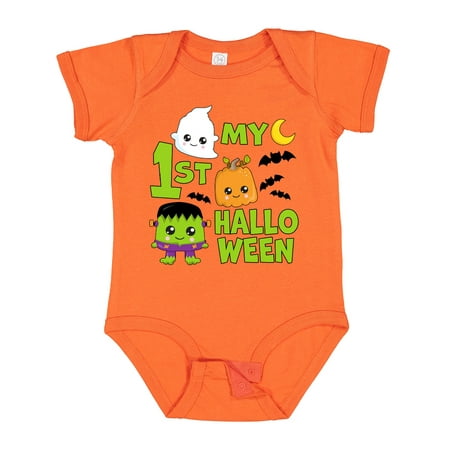 

Inktastic My 1st Halloween with Ghost Monster and Pumpkin Gift Baby Boy or Baby Girl Bodysuit
