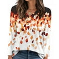 thumbnail image 6 of Craaazy Women's Fashion Printed Fall Gifts Tunics Long Sleeve Tops V Neck Shirts Loose Casual Blouses with Decor Button, 6 of 7