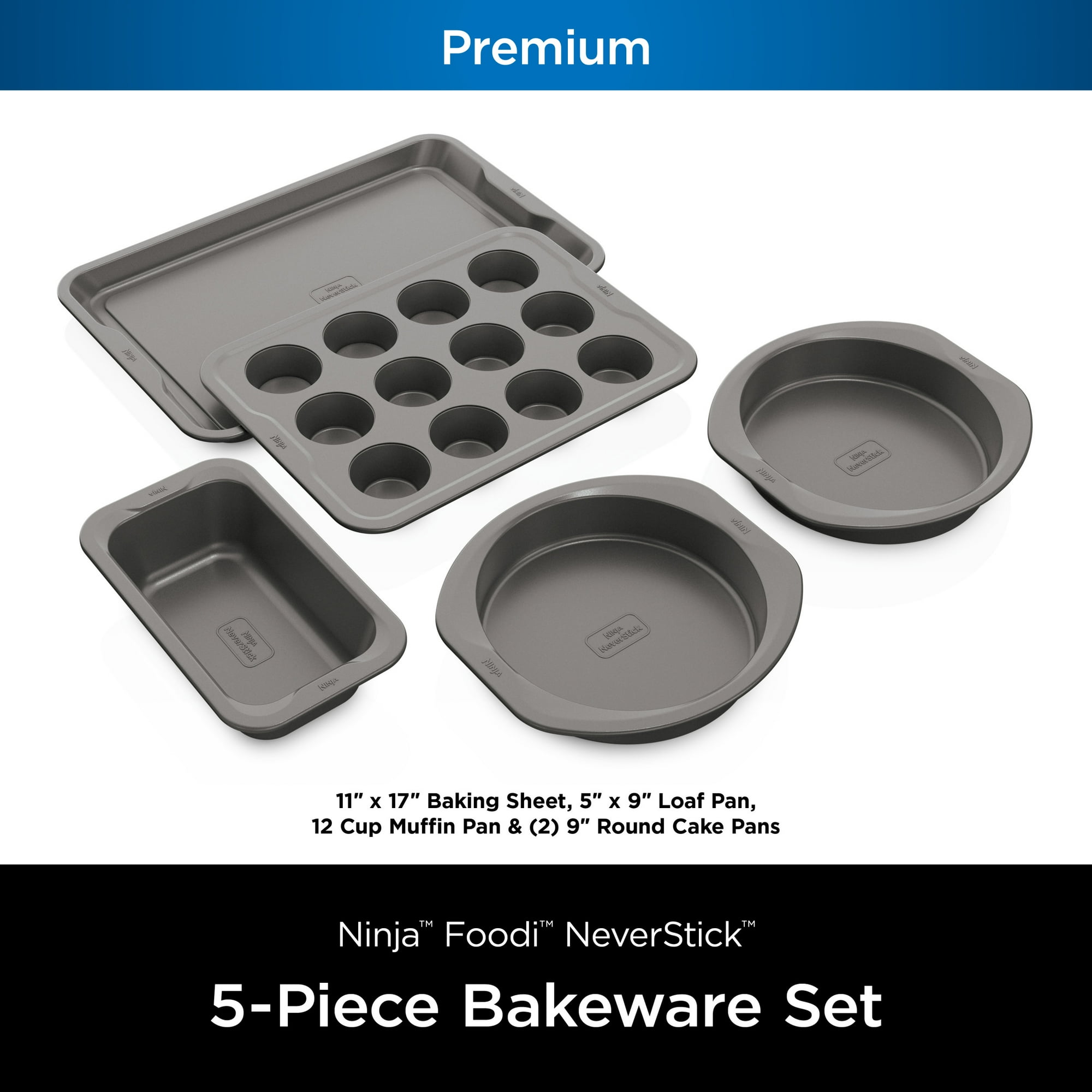 Ninja Foodi NeverStick Premium 5-Piece Bakeware Set, Aluminum, Oven Safe