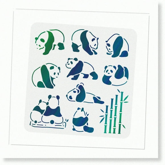 Eco-Friendly Panda and Bamboo Painting Templates (11.8x11.8inch) - Square Decorations for Wood, Floor, Wall, and Fabric - Positive and Sustainable Panda Art Supplies