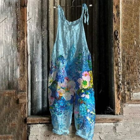 

Women s Jumpsuits Rompers & Overalls Fashion Women Casual Cold Shoulder Jumpsuit Printing Suspender Jumpsuits Wide Leg Pant Enterizos De Mujer De Verano