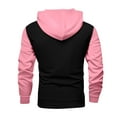 thumbnail image 4 of QHRMKOG Mens Hoodies Pullover Casual Color Block Hooded Sweatshirts Relaxed Fit Long Sleeve Drawstring Hoodie Autumn Warm Top with Pockets Pink XL, 4 of 5